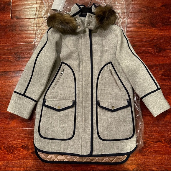 J Crew Petite Women’s Summit Parka in Italian Stadium Cloth Wool - Picture 4 of 11